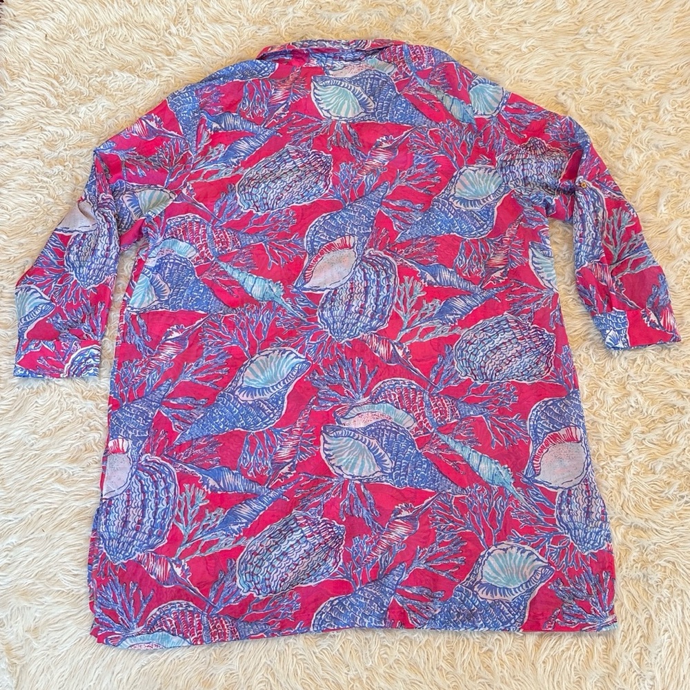 Talbots pink & blue seashell sheer swim beach coverup 3X - Picture 13 of 13